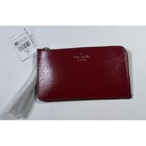 Kate Spade NY Lucy Small L-zip Wristlet Bright Red Metallic Leather MSRP 129$